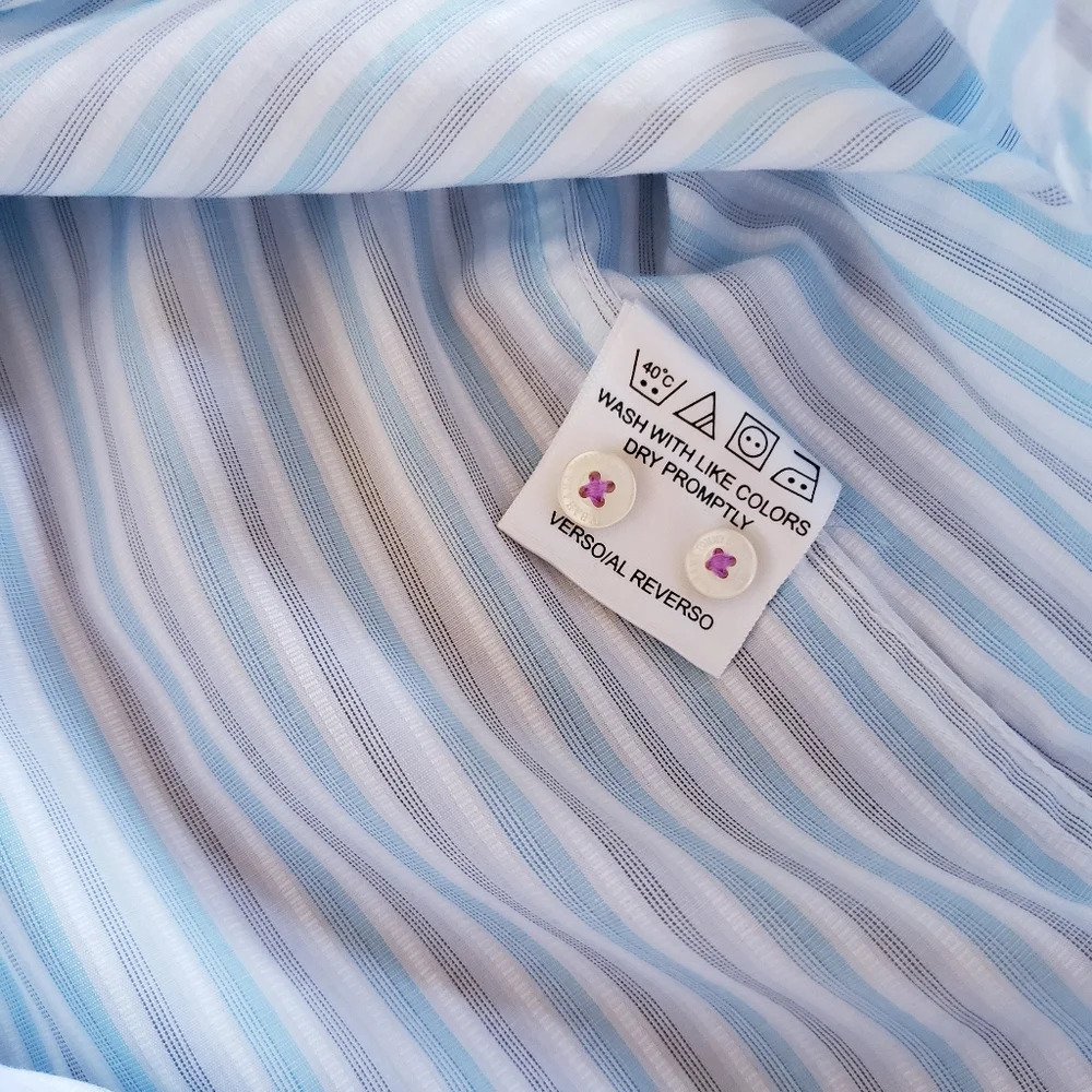 TOMMY BAHAMA Long Sleeve Button Down Cotton Blue Dress Shirt Men's Size 16/34-35 - Picture 6 of 6